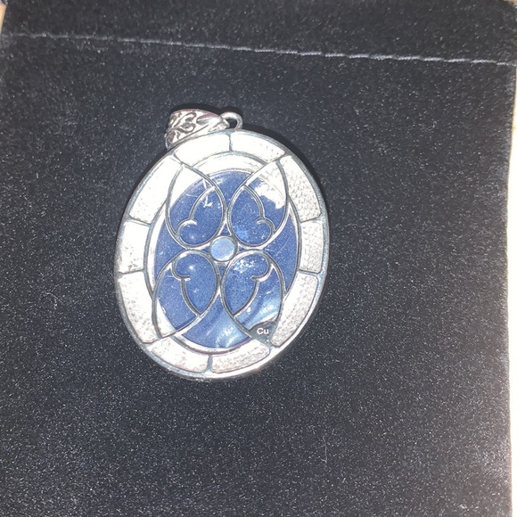 Freshened Lapis Lazuli Solitaire Pendant in Platinum Over Copper with Magnet - Picture 8 of 9